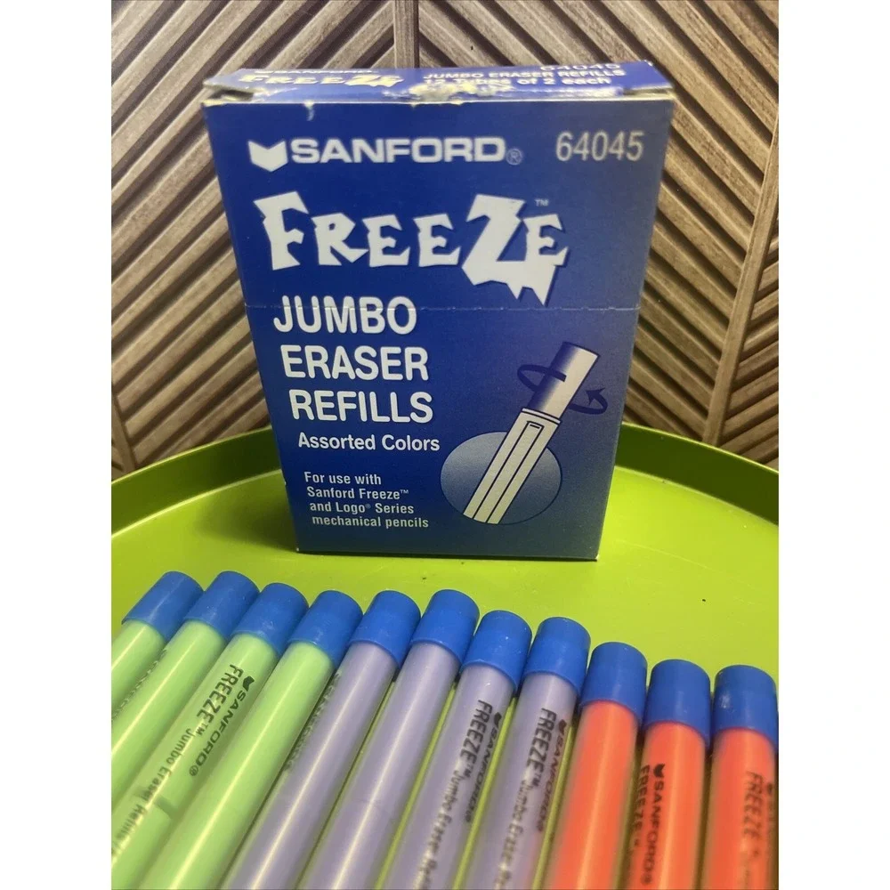 SANFORD FREEZE Jumbo Eraser Refills 12 Tubes 1999 Assorted Colors 64045